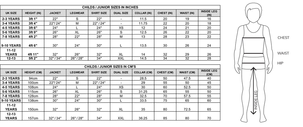 Browse Equetech Junior Size Guide For Clothing & Breeches | Online for Equine