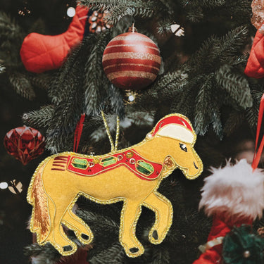 Buy the Equetech Dun Horse Beaded Embroidered Christmas Tree Decoration | Online for Equine